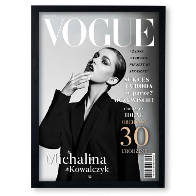 Personalizowany plakat „VOGUE” z Twoim zdjęciem – wyjątkowa okładka magazynu, wysoka jakość, format A3