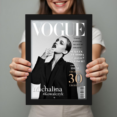 Personalizowany plakat „VOGUE” z Twoim zdjęciem – wyjątkowa okładka magazynu, wysoka jakość, format A3