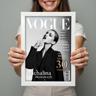 Personalizowany plakat „VOGUE” z Twoim zdjęciem – wyjątkowa okładka magazynu, wysoka jakość, format A3