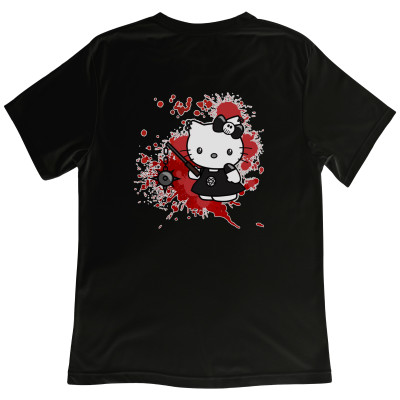 Koszulka z Nadrukiem Goth | Gotycka Hello Kitty w Mrocznym Stylu