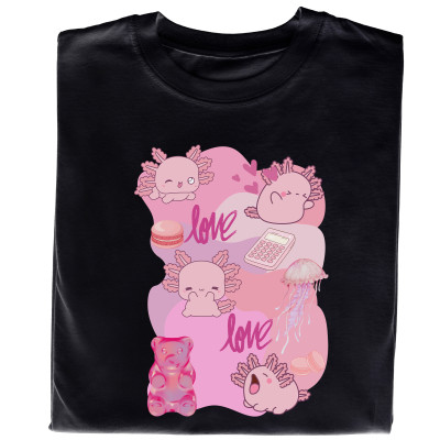 Koszulka z Nadrukiem Miłośnik Axolotl | Cute Kawaii Zwierzę w Stylu