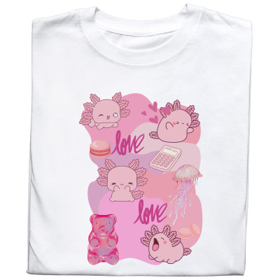 Koszulka z Nadrukiem Miłośnik Axolotl | Cute Kawaii Zwierzę w Stylu