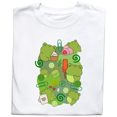 Koszulka z Nadrukiem Miłośnik Żaby | Cute Kawaii Frog w Stylu