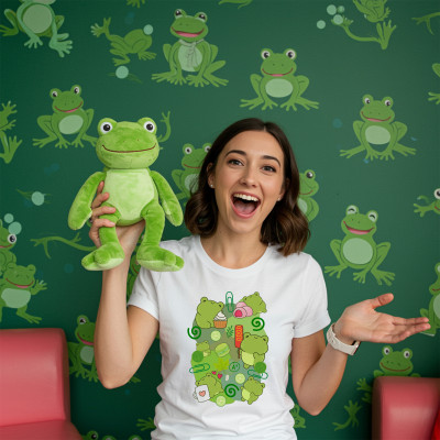 Koszulka z Nadrukiem Miłośnik Żaby | Cute Kawaii Frog w Stylu