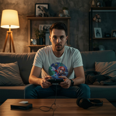 Koszulka z Nadrukiem Super Mario Galaxy | Grafika z Gry i Gaming