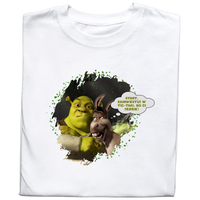 Koszulka z Nadrukiem Shrek | Zainwestuj w Tic-taki – Śmieszny Mem