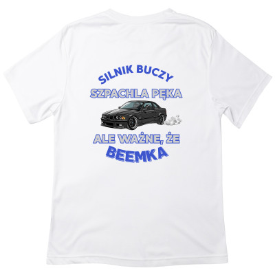 Koszulka z Nadrukiem Silnik BMW | Buczy Beemka – Samochód i Hobby