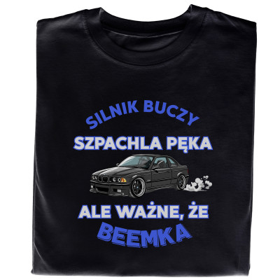Koszulka z Nadrukiem Silnik BMW | Buczy Beemka – Samochód i Hobby