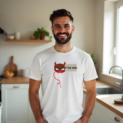 Koszulka z Nadrukiem Diabeł | Devil F*ck You Meme – Śmieszna Emotka