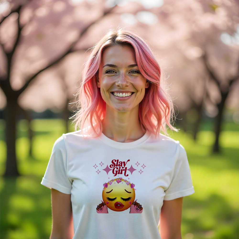 Koszulka z Nadrukiem Slay Girl | Meme Emotka – Śmieszna Grafika