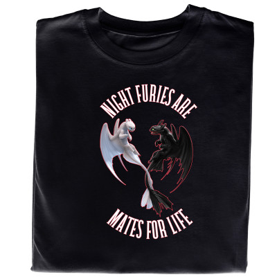 Koszulka z Nadrukiem | Jak Wytresować Smoka – Night Furies Are Mates For Life