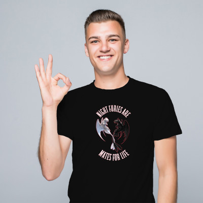 Koszulka z Nadrukiem | Jak Wytresować Smoka – Night Furies Are Mates For Life