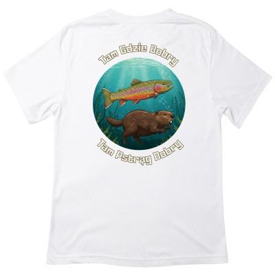 Koszulka z Nadrukiem | Tam Gdzie Bobry, Tam Pstrąg Dobry – Wędkarstwo Hobby