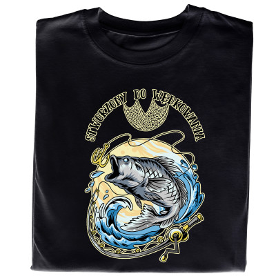 Koszulka z Nadrukiem Karp | Stworzony Do Wędkowania – Ryby i Hobby Wędkarza