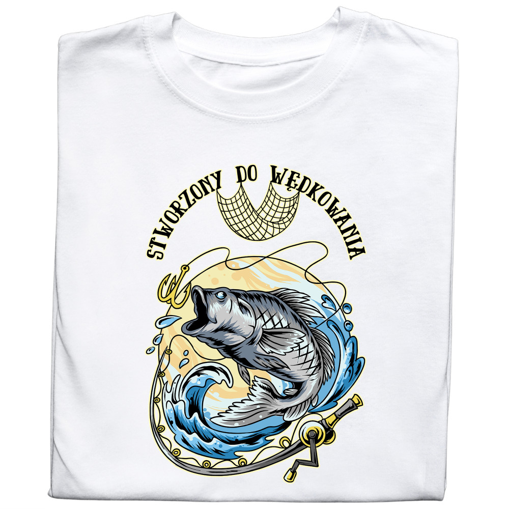 Koszulka z Nadrukiem Karp | Stworzony Do Wędkowania – Ryby i Hobby Wędkarza