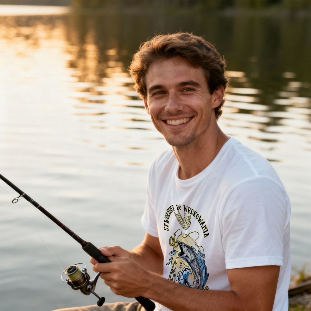Koszulka z Nadrukiem Karp | Stworzony Do Wędkowania – Ryby i Hobby Wędkarza