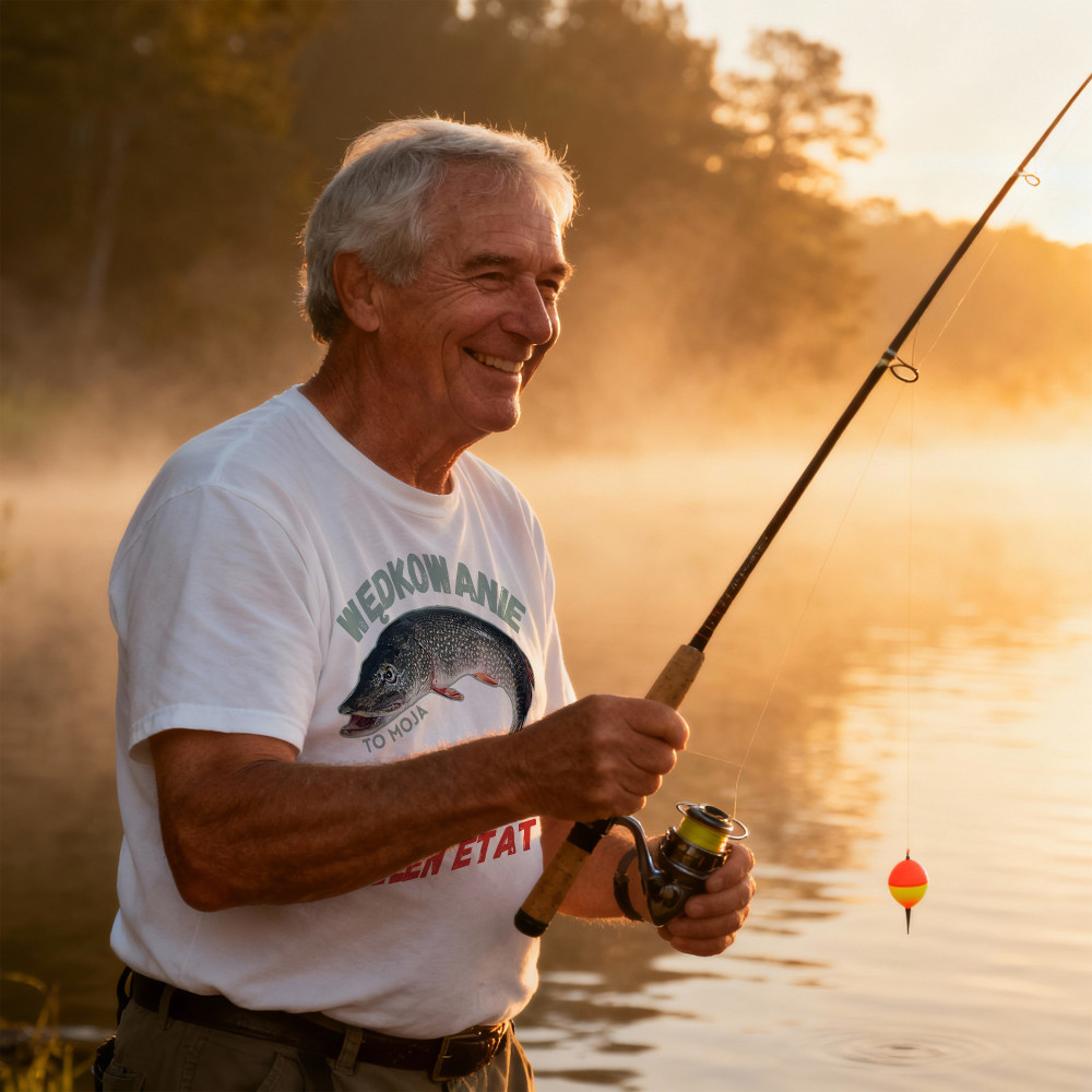 Koszulka z Nadrukiem Szczupak | Wędkarstwo – Moja Praca Na Pełen Etat