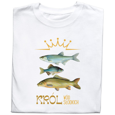 Koszulka z Nadrukiem Król Wód Słodkich | Wędkarstwo – Karp, Różanka, Ukleja