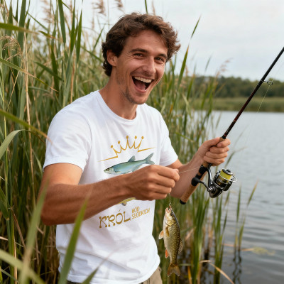 Koszulka z Nadrukiem Król Wód Słodkich | Wędkarstwo – Karp, Różanka, Ukleja