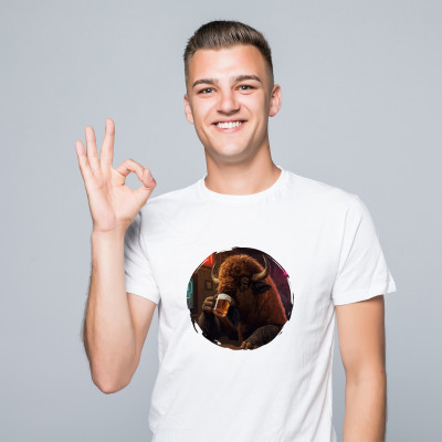 Koszulka z Nadrukiem Żubr Pijący Żubra