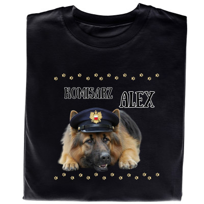 Koszulka z Nadrukiem Komisarz Alex | Śmieszna Koszulka z Psem