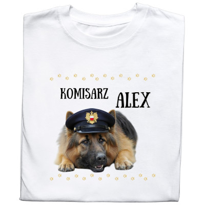 Koszulka z Nadrukiem Komisarz Alex | Śmieszna Koszulka z Psem