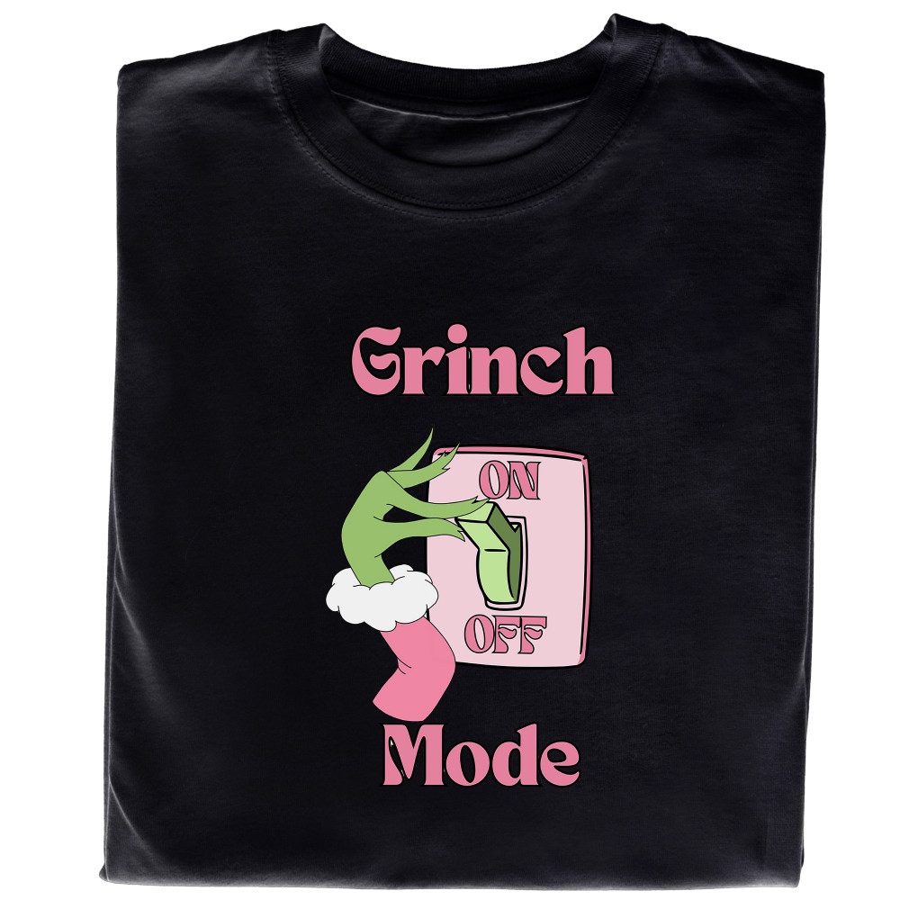 Koszulka z Nadrukiem Grinch Mode On | Świąteczny Prezent na Gwiazdkę
