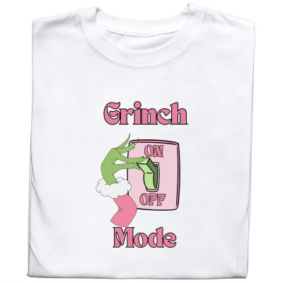 Koszulka z Nadrukiem Grinch Mode On | Świąteczny Prezent na Gwiazdkę