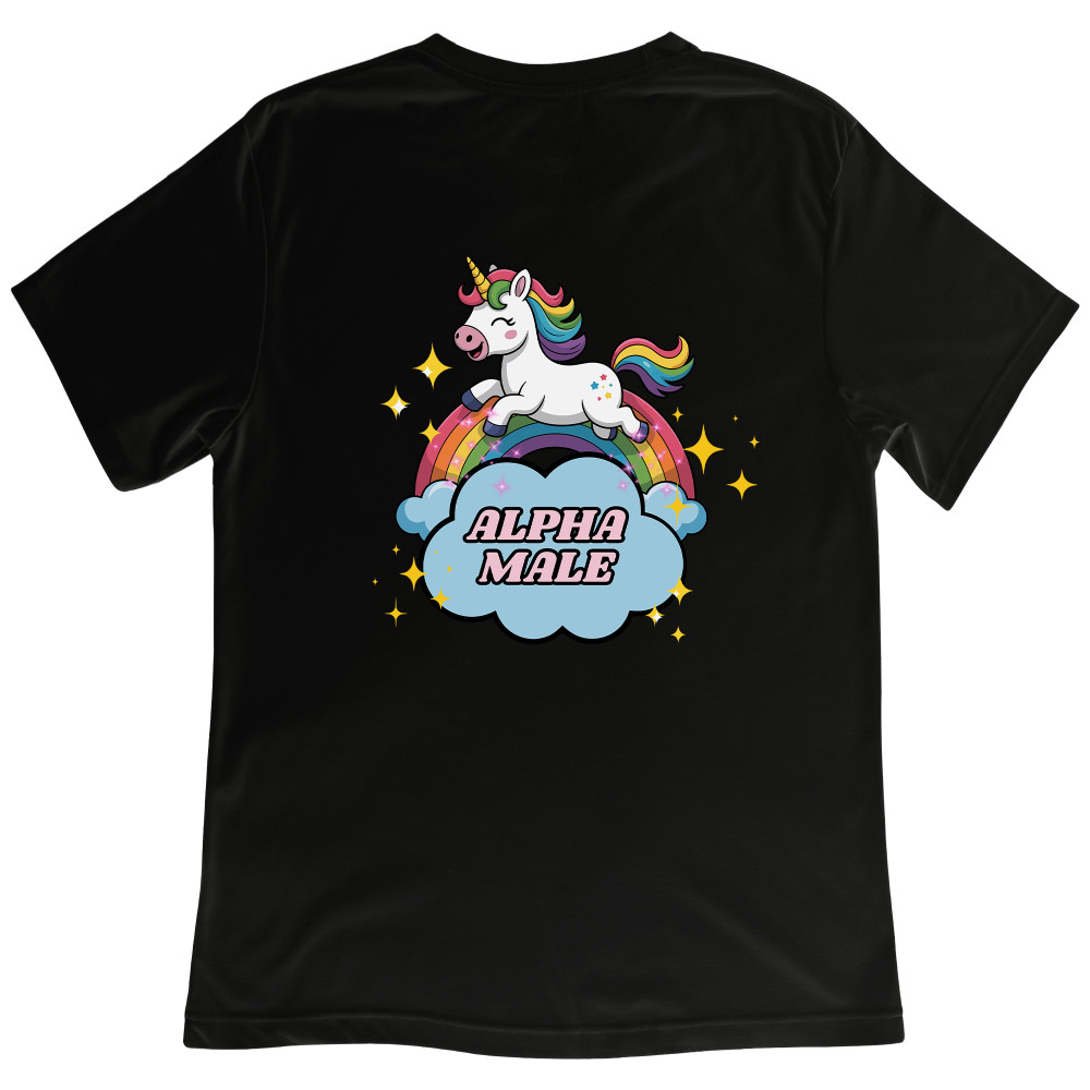 Koszulka z Nadrukiem Alpha Male | Śmieszny Jednorożec Meme Cute