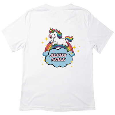 Koszulka z Nadrukiem Alpha Male | Śmieszny Jednorożec Meme Cute