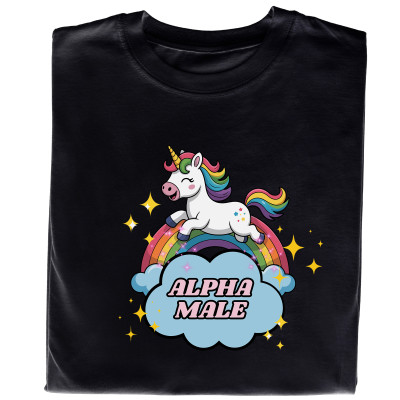 Koszulka z Nadrukiem Alpha Male | Śmieszny Jednorożec Meme Cute