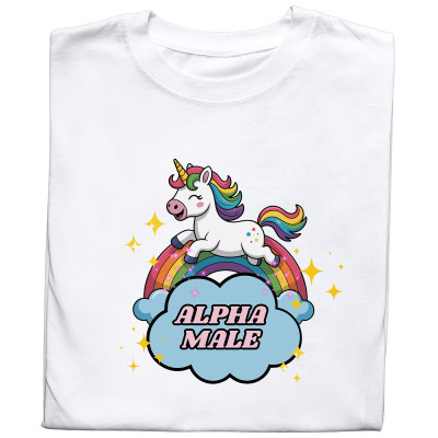 Koszulka z Nadrukiem Alpha Male | Śmieszny Jednorożec Meme Cute