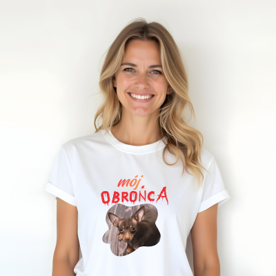 Koszulka z Nadrukiem Mój Obrońca | Personalizowane Zdjęcie Twojego Psa