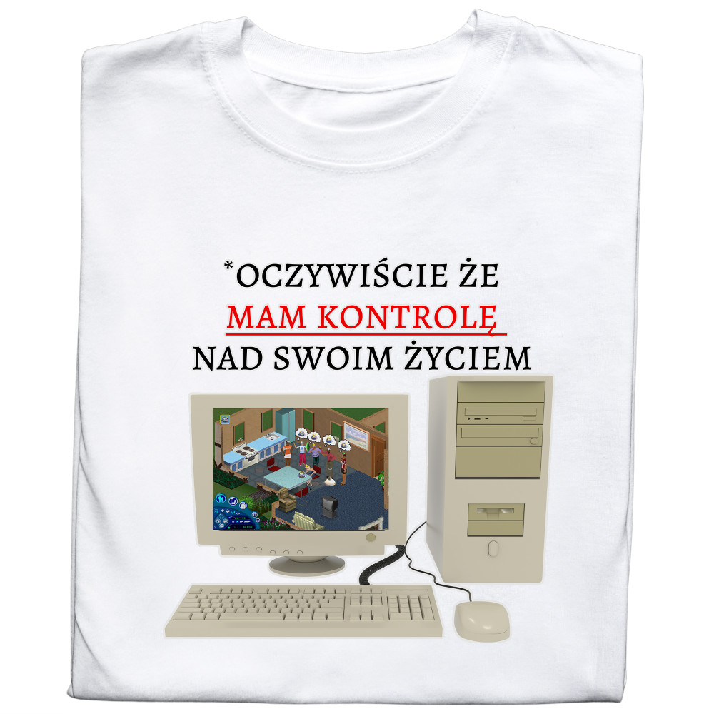 Koszulka z Nadrukiem Sims | Mem „Mam Kontrolę Nad Swoim Życiem” – Gra