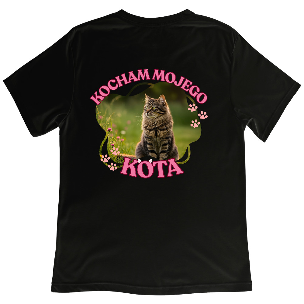 Koszulka z Nadrukiem – Zdjęcie Twojego Kota | „Kocham Mojego Kota”