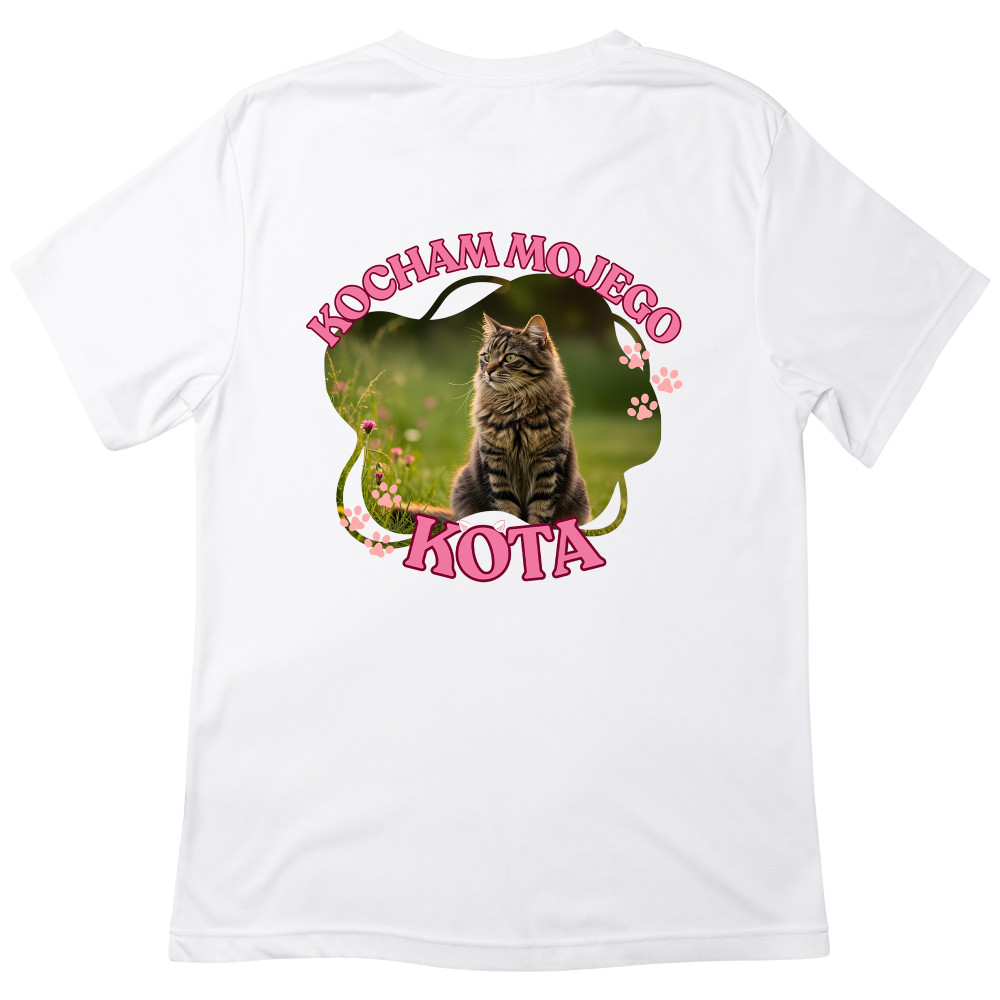 Koszulka z Nadrukiem – Zdjęcie Twojego Kota | „Kocham Mojego Kota”