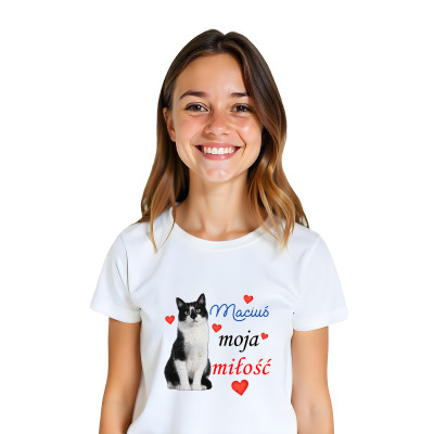 Koszulka z Nadrukiem – Zdjęcie Twojego Kota „Moja Miłość”