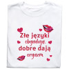 Koszulka z Nadrukiem „Złe Języki Obgadują, Dobre Dają Orgazm” – Śmieszna i Odważna