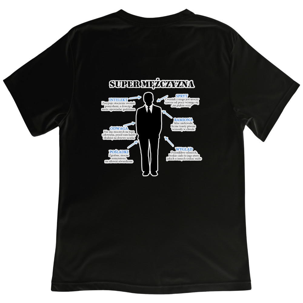 Koszulka z Nadrukiem „Super Mężczyzna” – Śmieszny Prezent na Walentynki i Inne Okazje