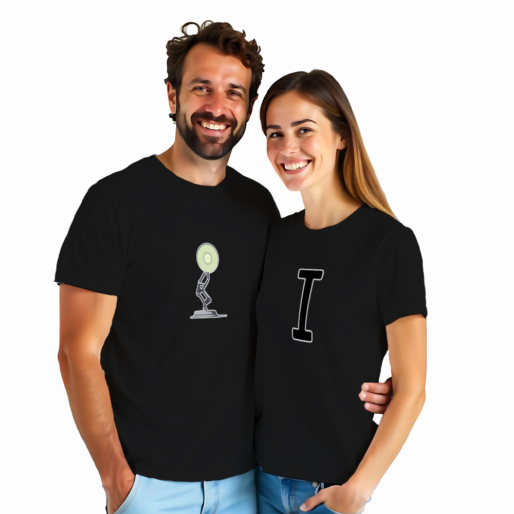 Koszulki dla Par – Lampa i Litera (Inspiracja Stylem Pixar) – Kreatywny Pomysł na Prezent