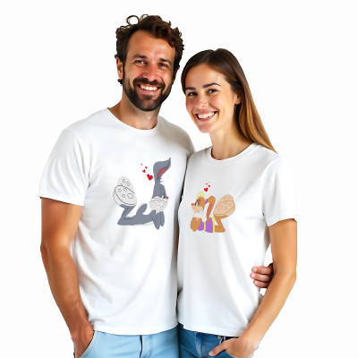 Koszulki dla Par – Królik Bugs i Lola – Śmieszny Prezent na Rocznicę i Urodziny