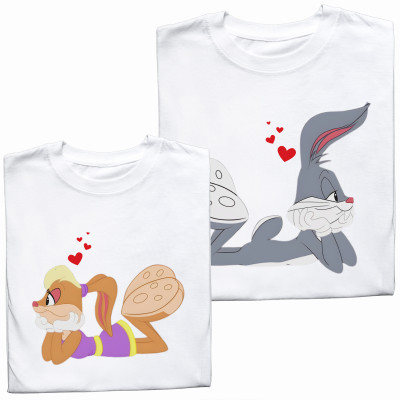 Koszulki dla Par – Królik Bugs i Lola – Śmieszny Prezent na Rocznicę i Urodziny