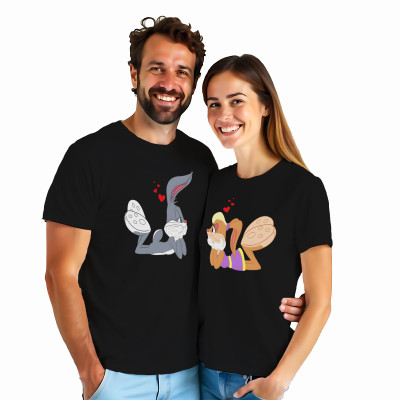 Koszulki dla Par – Królik Bugs i Lola – Śmieszny Prezent na Rocznicę i Urodziny