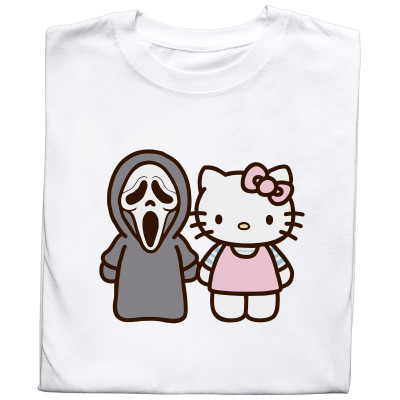 Koszulka z Nadrukiem Hello Kitty & Ghost Face – Unikalny Prezent na Każdą Okazję