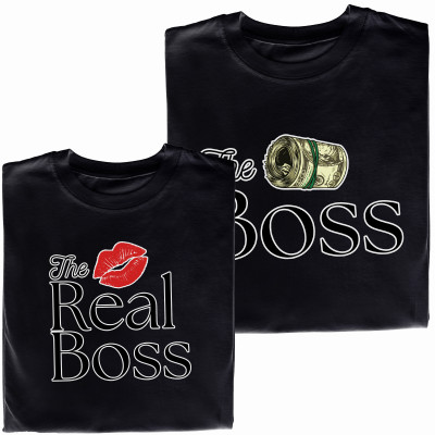 Koszulki dla Par – „The Boss & Real Boss” – Śmieszny Pomysł na Prezent