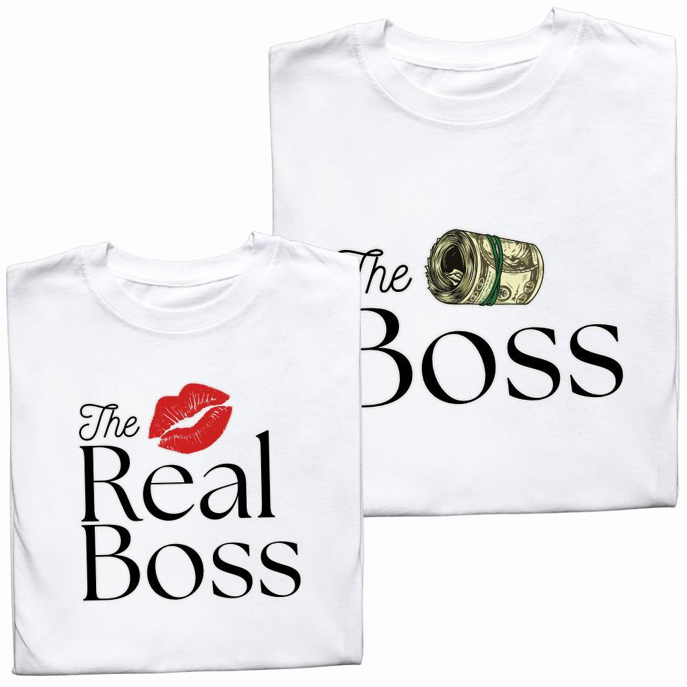Koszulki dla Par – „The Boss & Real Boss” – Śmieszny Pomysł na Prezent
