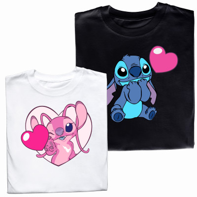 Koszulki dla Par – „Stitch i Angel” – Idealny Prezent dla Zakochanych