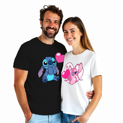 Koszulki dla Par – „Stitch i Angel” – Idealny Prezent dla Zakochanych