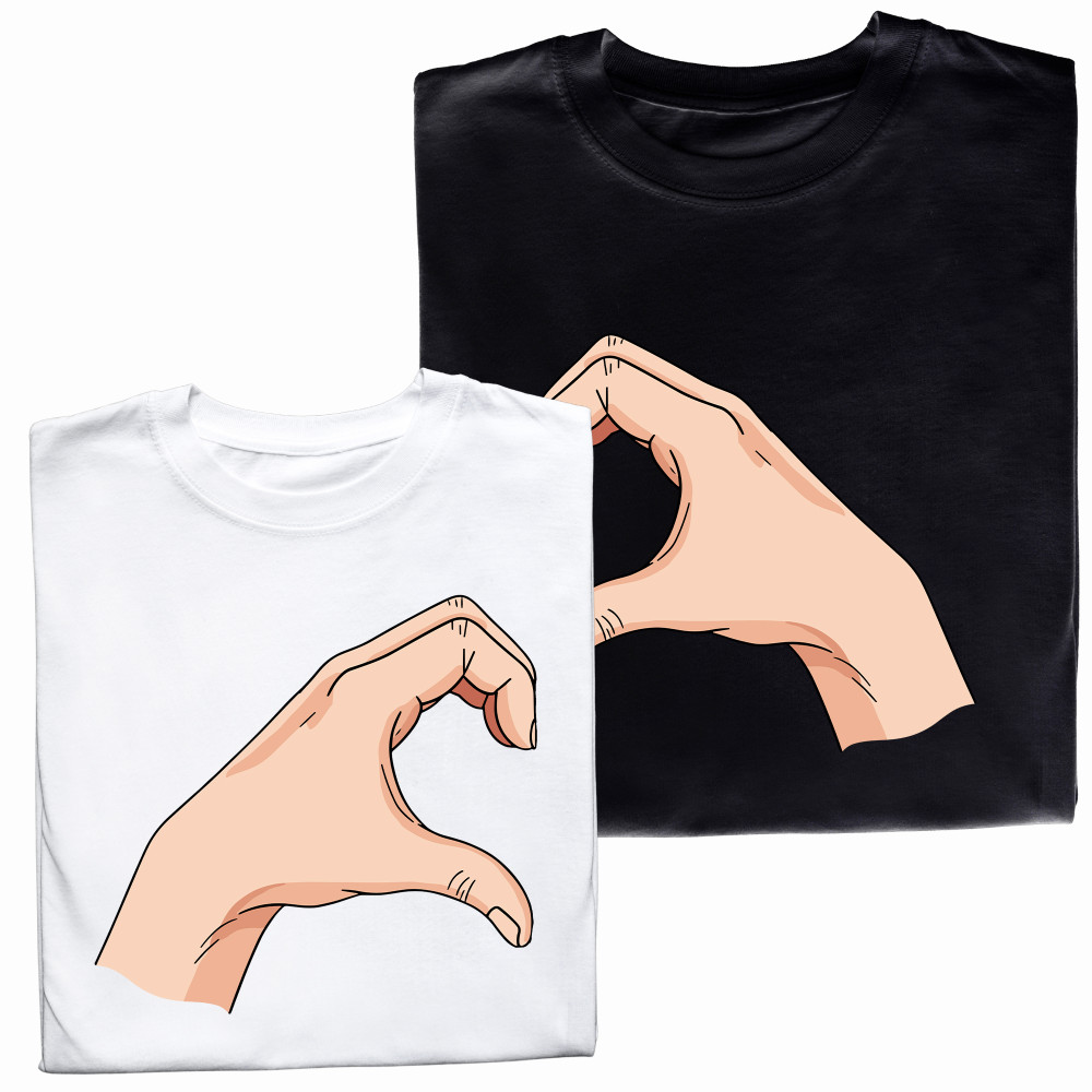 Koszulki dla Par – „Ręce w Kształcie Serca Love” – Idealny Prezent dla Zakochanych