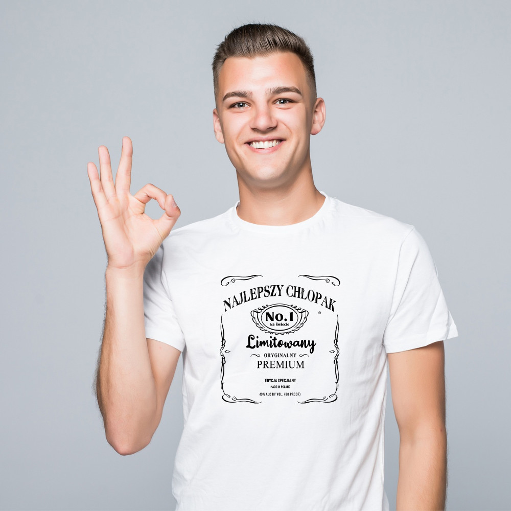 Koszulka z Nadrukiem „Najlepszy Chłopak – Whiskey” – Idealny Prezent dla Chłopaka